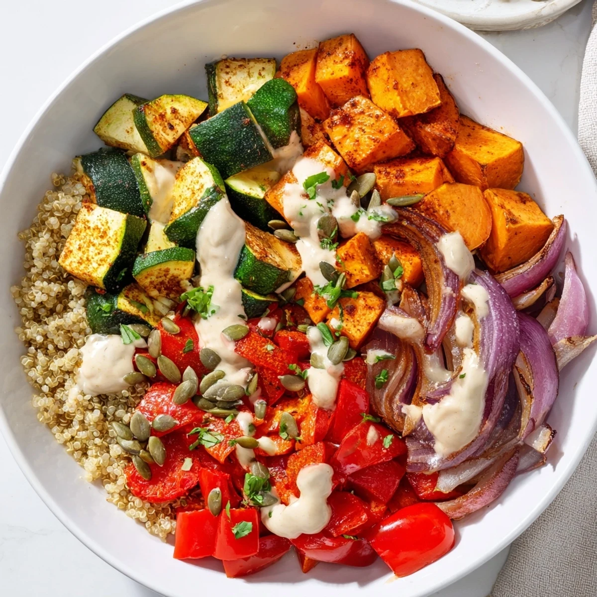 Geroestetes Gemuese Quinoa Bowl