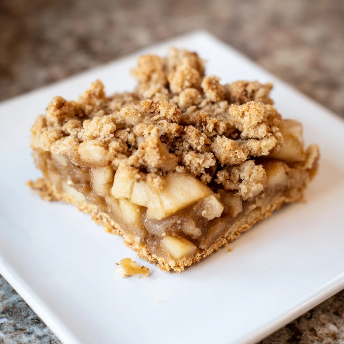 Golden-brown Apple Streusel Breakfast Bars: a delicious morning treat with a crumbly oat topping.