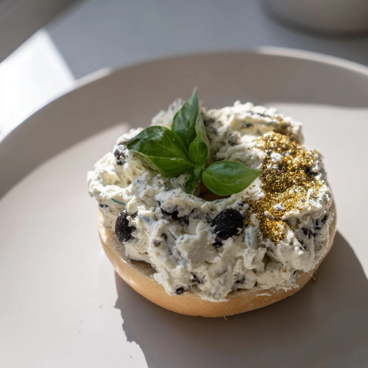 Vibrant image of the Olympic Rings Medal Appetizer: bagel bites with cream cheese and colorful toppings.