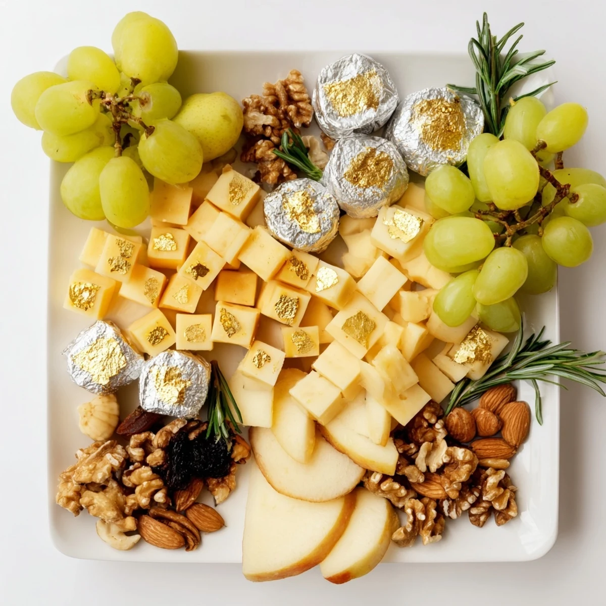 New Year's Eve calls for this gorgeous Gold and Silver Cheese Cube Board, complete with crackers.