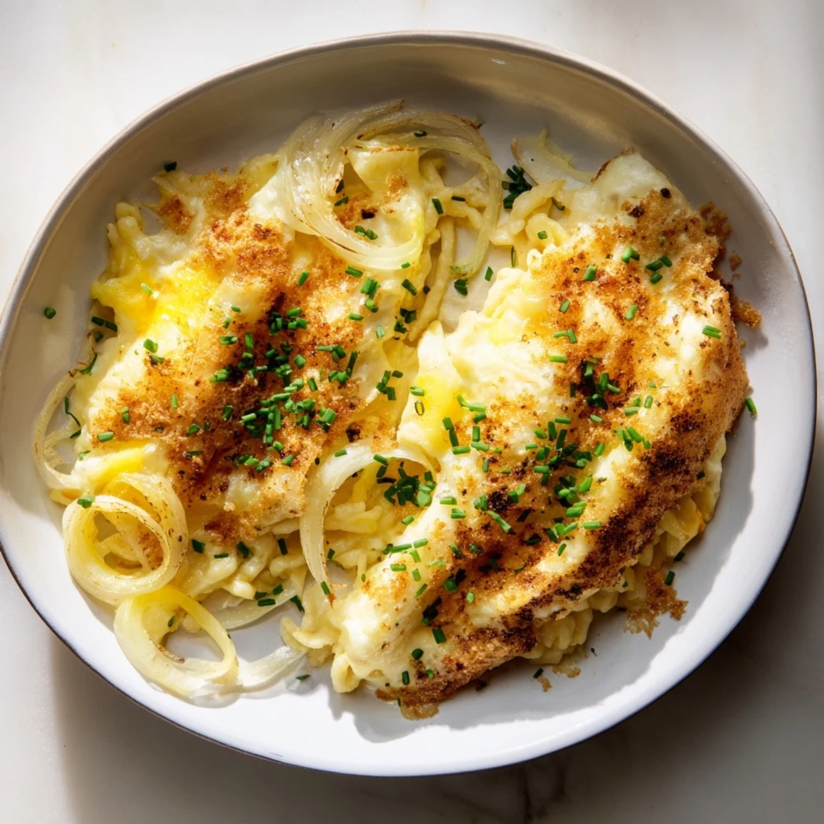 This Cheesy Spaetzle Skillet offers a comforting, cheesy, and hearty German-inspired meal.