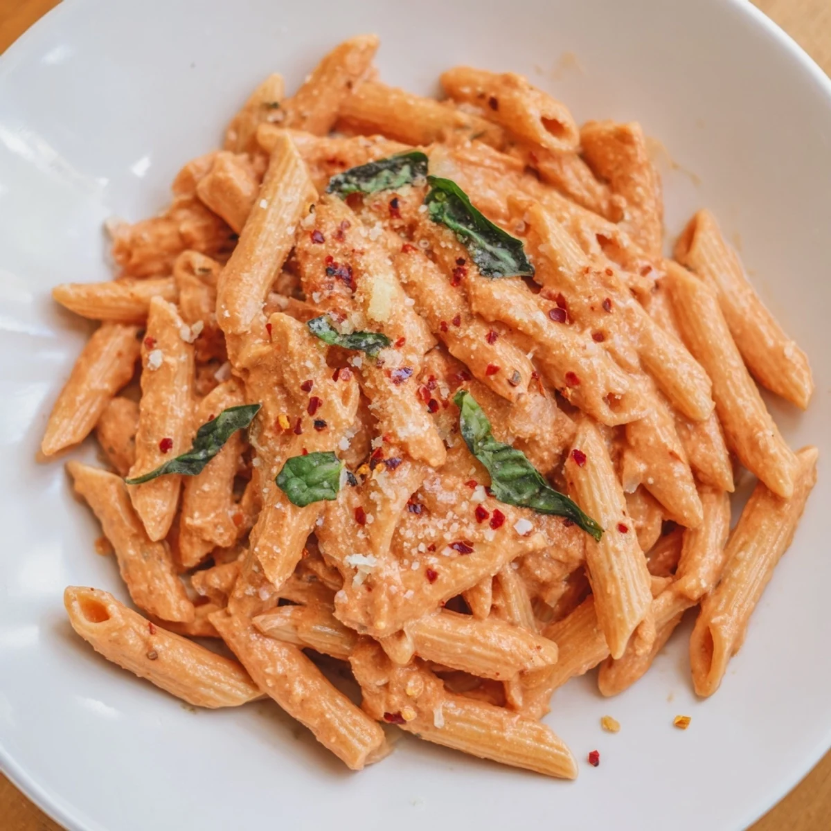 Creamy Basil Garlic One-Pot Tomato Pasta, bubbling gently in a large pot, ready to serve.
