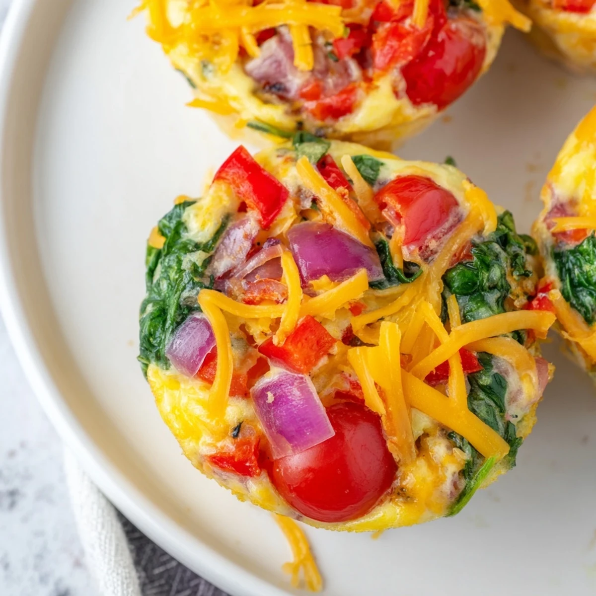 Savory Customizable Egg Muffins, fluffy and brimming with colorful peppers, ready for a healthy meal.