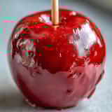 Klassische rote Zuckeräpfel mit glänzender, knuspriger Zuckerglasur und festem Fruchtfleisch.