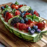 Melone mit Beerenfrüchten