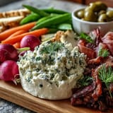 Frühlingsplatte mit Radieschen Erbsen