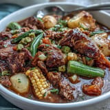 2. Authentisches Southern Burgoo Stew mit saftigem Fleisch, Gemüse und rauchigem Paprika, ein Muss für Derby-Partys.  