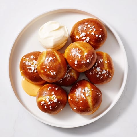 Warm, golden Mini Pretzel Bites with creamy beer cheese sauce, a savory appetizer to share.