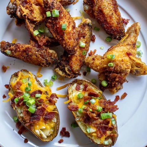 A visually rich Touchdown Football Tailgate Spread with crispy wings, loaded potato skins, and flavorful sausages.