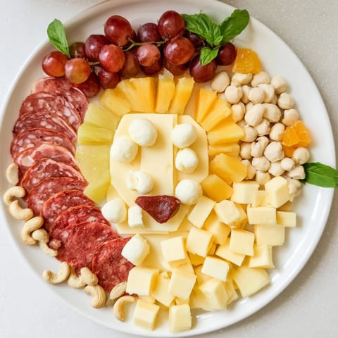 Savory Lion King meat and cheese platter with vibrant fruits, ready for a fun appetizer.
