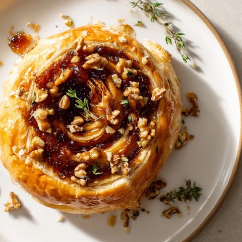 Golden-crusted Baked Brie with sweet fig jam, a perfect easy appetizer for your guests.