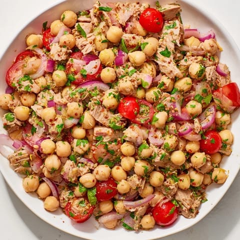 Flaky tuna and creamy chickpeas combine in this delightful Dense Chickpea and Tuna Salad.