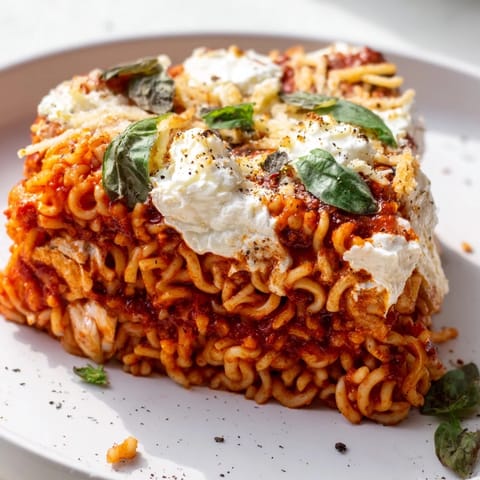 Ramen Lasagne mit Tomaten