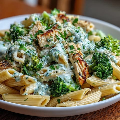 Eiweißreiches Hähnchen Brokkoli Nudelgericht