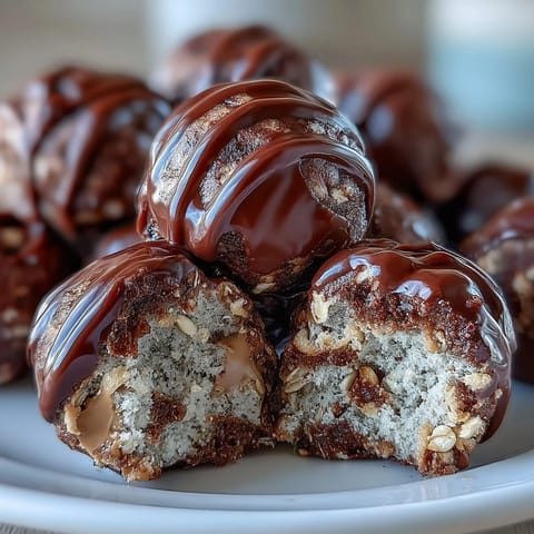 2. Chewy, protein-packed chocolate peanut butter balls rolled with oats and vegan chocolate chips for a quick, satisfying treat.  
