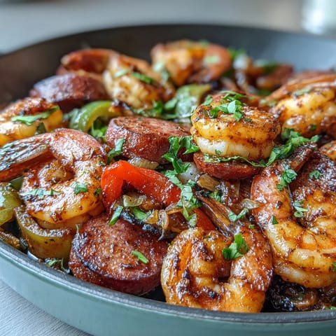 Keto Cajun Garnelen Wurst Pfanne