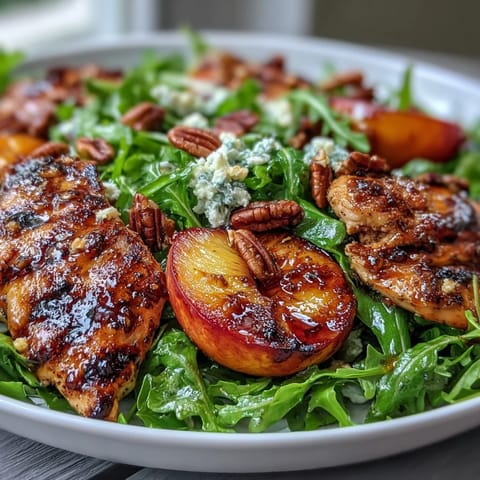 Gegrilltes Hähnchen Pfirsich Salat