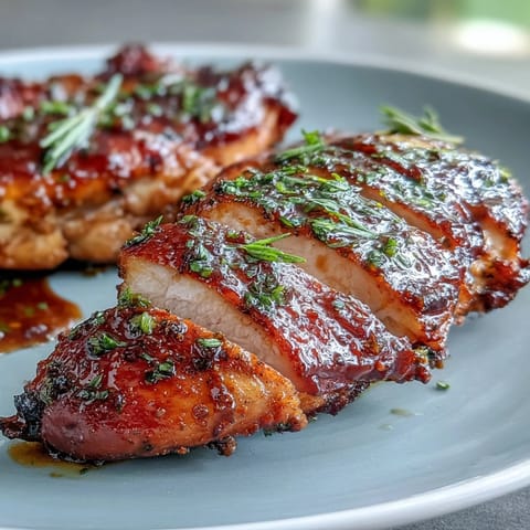 Eine Schüssel mit saftigem Hühnchen in Ahorn-Senf-Glasur auf gerösteten Süßkartoffeln und Rosenkohl, serviert auf nussigem Reis mit Pecannüssen und Cranberries.
