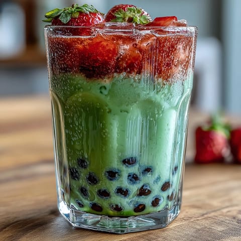 Erdbeer Matcha Boba Genuss