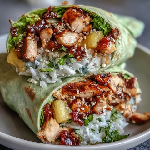 Knusprige Salatblätter gefüllt mit saftigem Hähnchen, süßer Ananas und duftendem Reis.