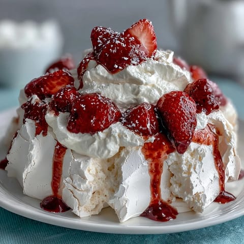 Erdbeer-Pavlova mit luftiger Sahne und frischen Früchten