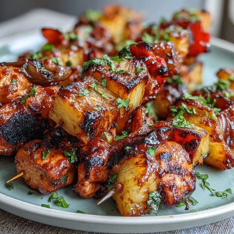Gegrillte Ananas Huhn Spieße