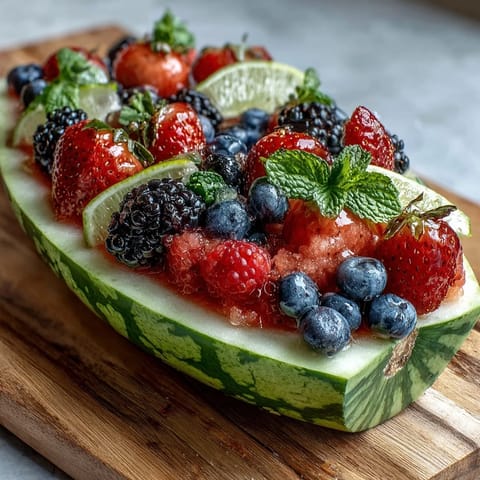 Melone mit Beerenfrüchten