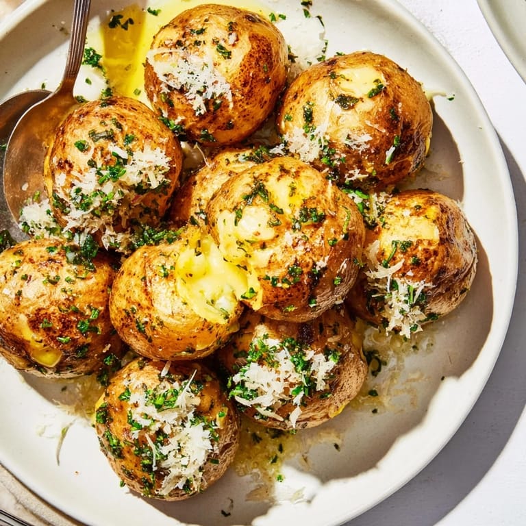 Fluffy potato dumplings coated in fragrant brown butter, garnished with Parmesan cheese and parsley.