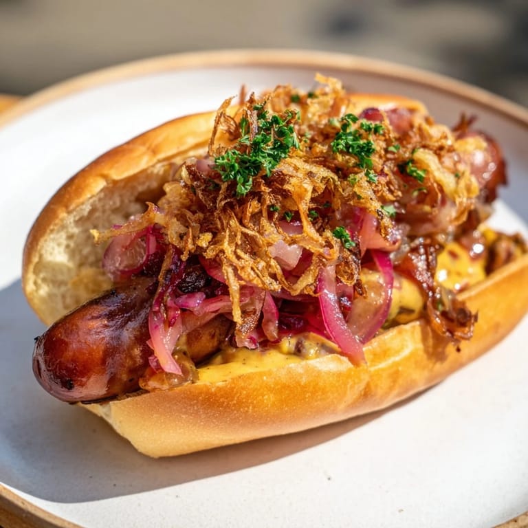 A close-up of delicious Mini Bratwurst Sliders, served on soft buns with mustard and toppings.