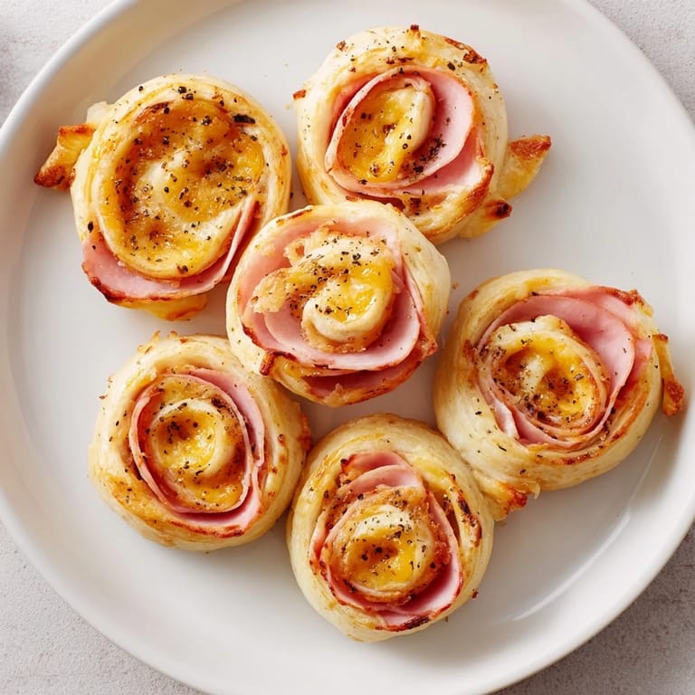Warm, melty cheese and flavorful ham are nestled inside these delightful pinwheel rolls.