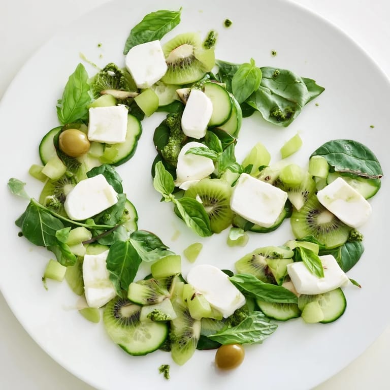 Vibrant Emerald Isle Greenscape salad with layers of green vegetables ready to serve and enjoy.