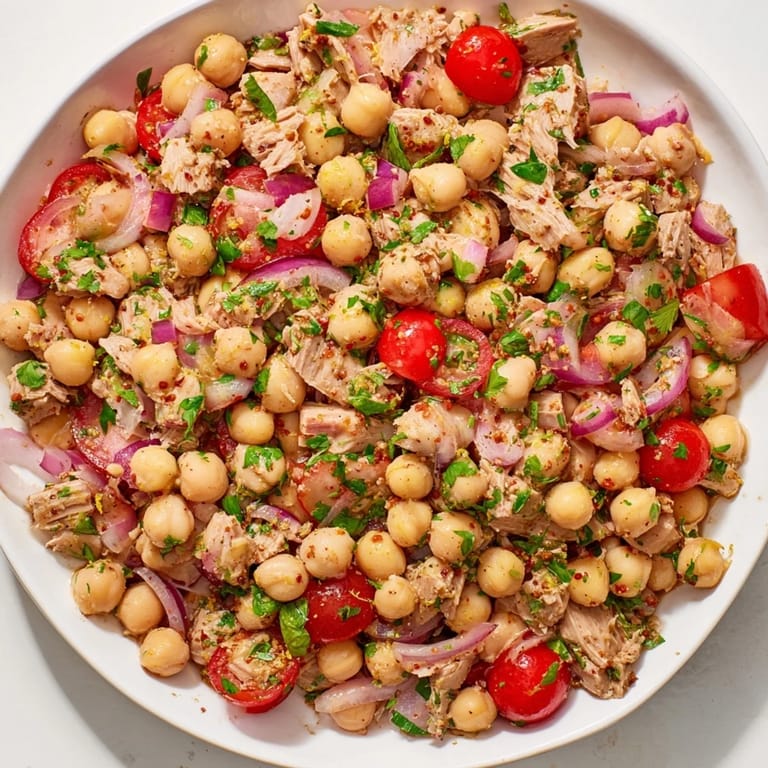 Flaky tuna and creamy chickpeas combine in this delightful Dense Chickpea and Tuna Salad.