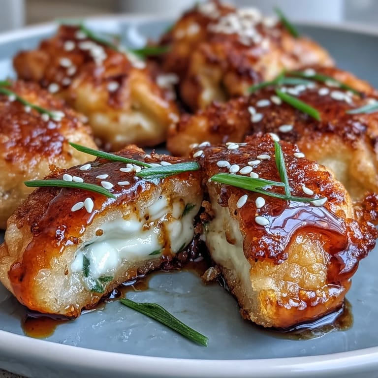 Sticky Chīzu Imomochi bites are served warm with toasted sesame seeds on a wooden board.