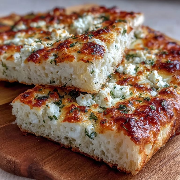 Warmes Fluffy Cottage Cheese Flatbread mit weicher Krume und Kräutern, perfekt für schnelle Pizza oder Dips.