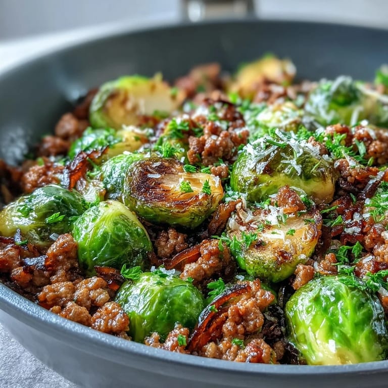 Garlic and paprika infuse the Brussels Sprouts & Ground Turkey Skillet, with tender sprouts and juicy turkey, perfect over rice.