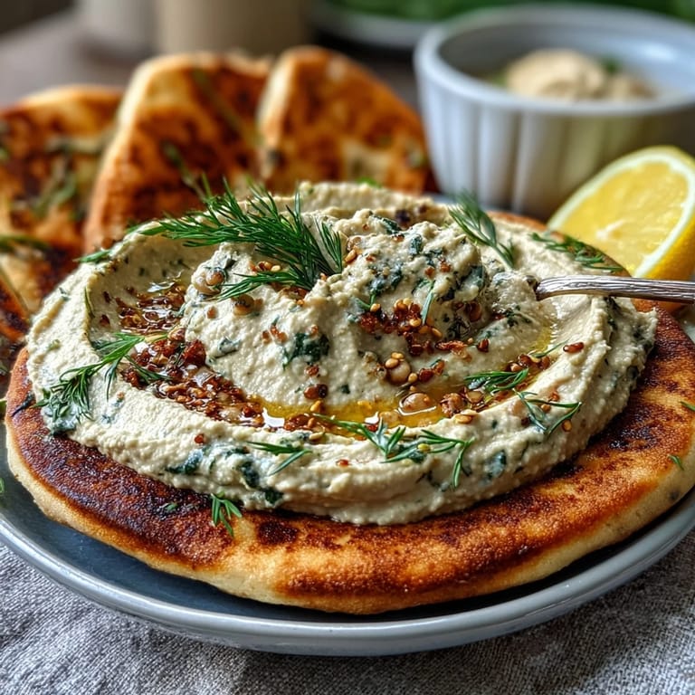Black-Eyed Pea Hummus in einer Schale mit Olivenöl beträufelt, glatt und proteinreich, fürs Dippen mit Karotten.
