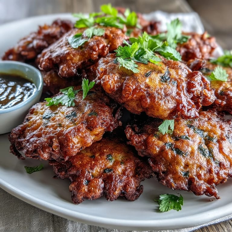 Geröstete Black-Eyed Pea Fritters werden südlich mit einer scharfen Sauce serviert.