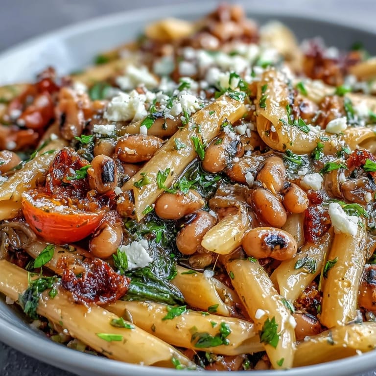Black-Eyed Pea Pasta garniert mit Zitronenzesten und Olivenöl.