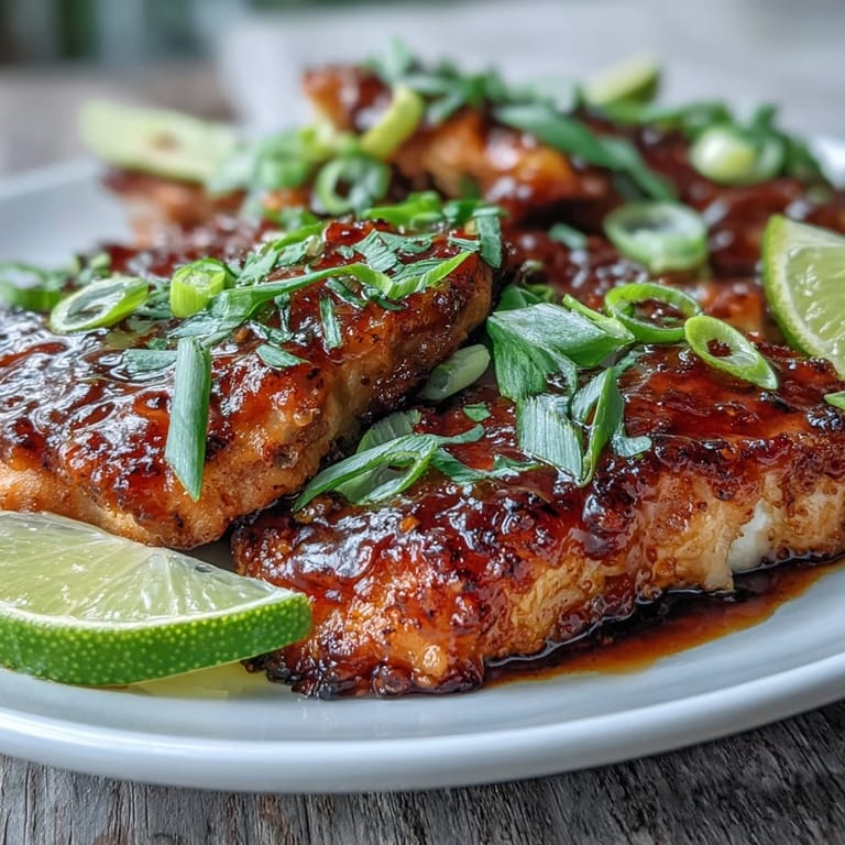 Tender Thai Sweet Chili Chicken served with lime wedges and fluffy rice, perfect for a quick weeknight dinner with vibrant colors.