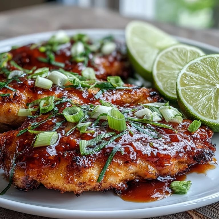 Pressure cooked Thai Sweet Chili Chicken glazed in a tangy sweet chili sauce, topped with green onions, ready to serve with steamed rice.