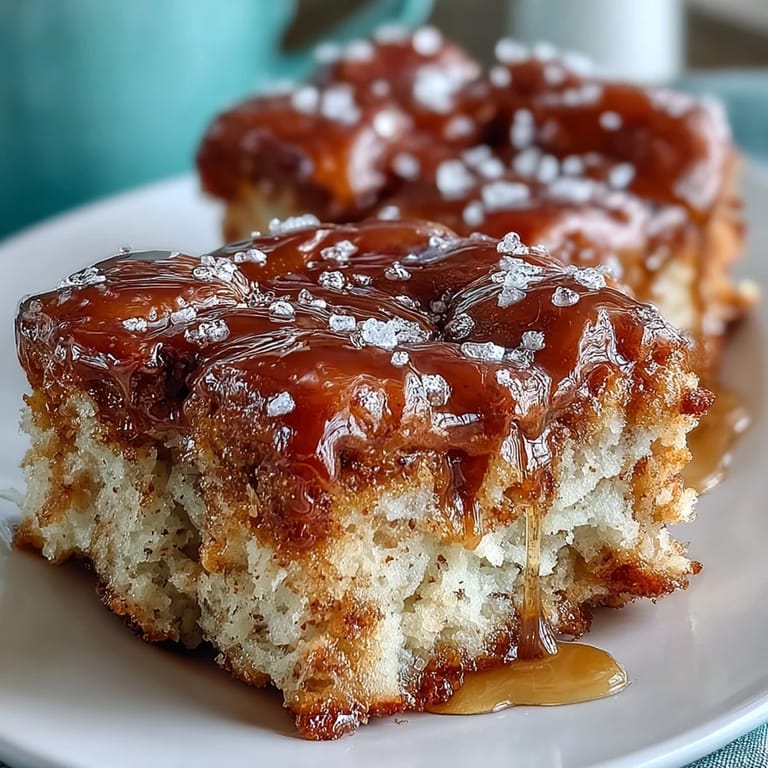 Saftige Maple Donut Bars, frisch aus dem Ofen und puderzuckerglasur.