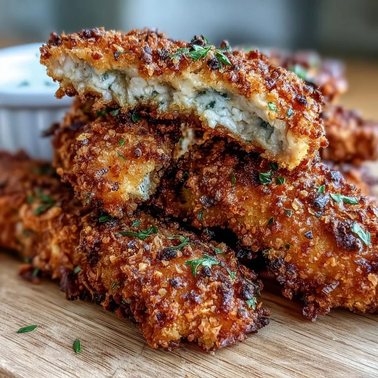 Saftige Crispy Panko Ranch Chicken Tenders mit hausgemachter Honig-Senf-Sauce und Zitronenscheiben.