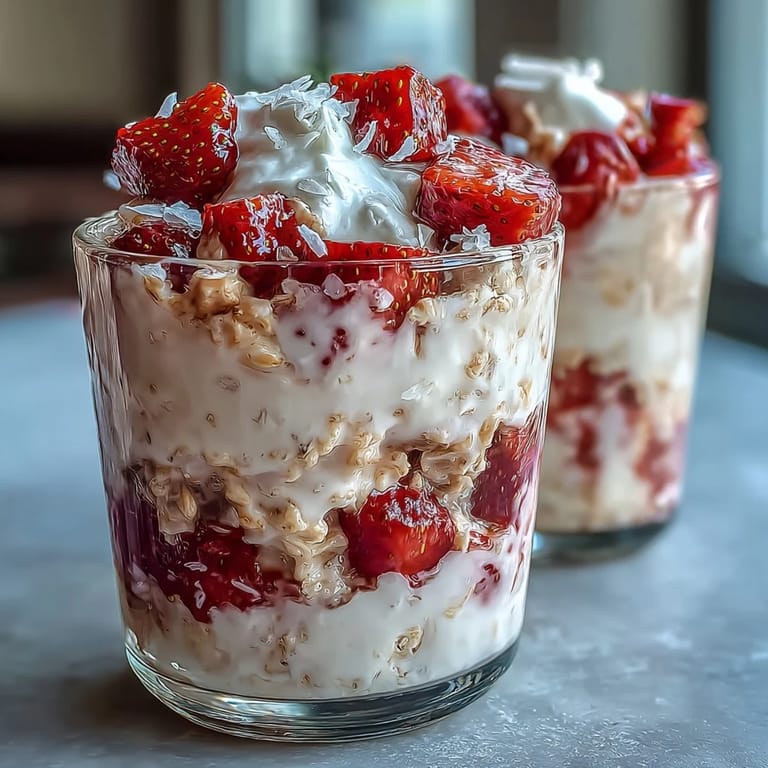 2. Frische Erdbeer-Kokos-Overnight-Oats mit cremiger Kokosmilch und Chia-Samen