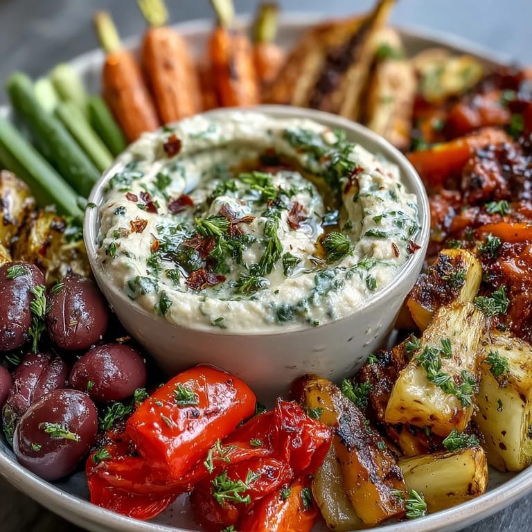 1. Hühner-Lauf-Gemüseteller mit Ranch-Hummus-Dip – farbenfrohe Gemüsesticks in lustigen Formen um cremigen Dip angeordnet.