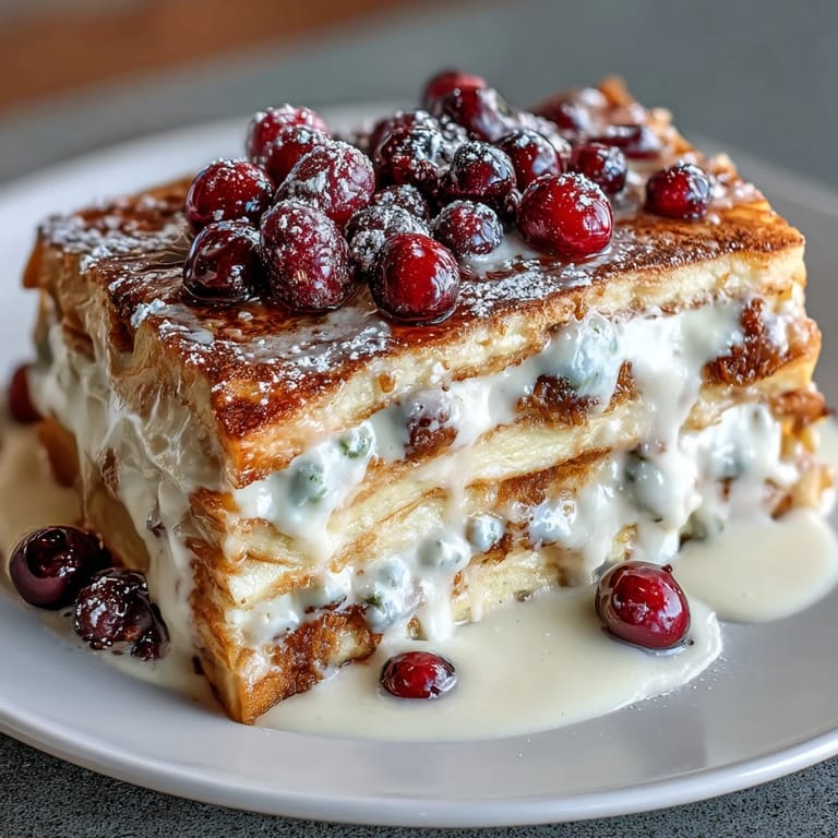 1. Fluffige Pfannkuchen-Auflauf mit frischen Beeren, perfekt für einen festlichen Mothers Day Brunch.  