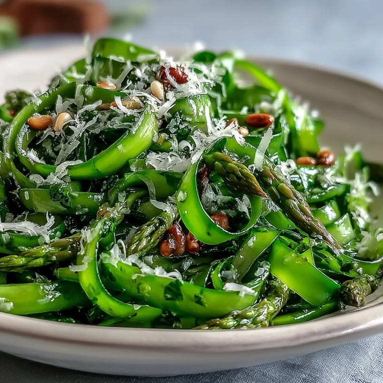 Ein farbenfroher Spargelsalat mit Zitronen-Dressing und Parmesan-Craspeln, ein leichtes Vorspeisen-Highlight.