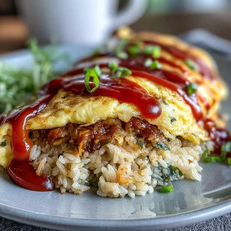 Genießen Sie unser leckeres Omurice mit seinem cremigen Ei und würzigem Reis.