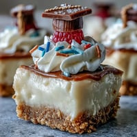 1. Miniaturisierte, cremige Käsekuchen auf einem buttrigen Boden, mit festlichen Toppings garniert – perfekt für die Abschlussfeier!